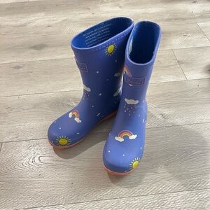 Joules Blue Boots with Rainbow and Sun Design sizeUS1